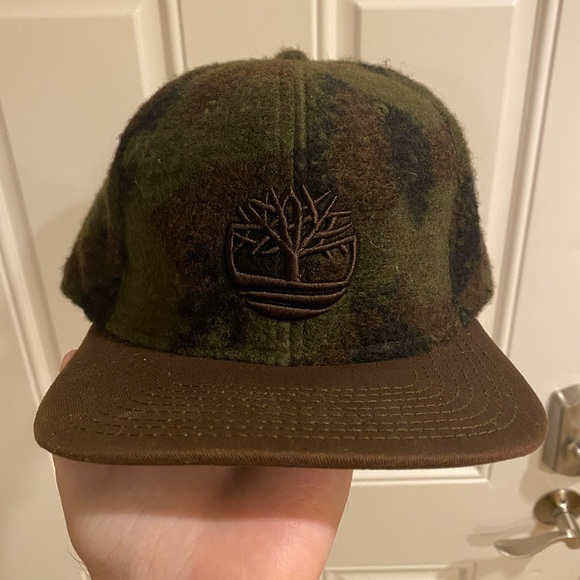 Timberland Wool Blend Camo Snapback Hat EUC Green Brown Outdoor - Picture 1 of 10